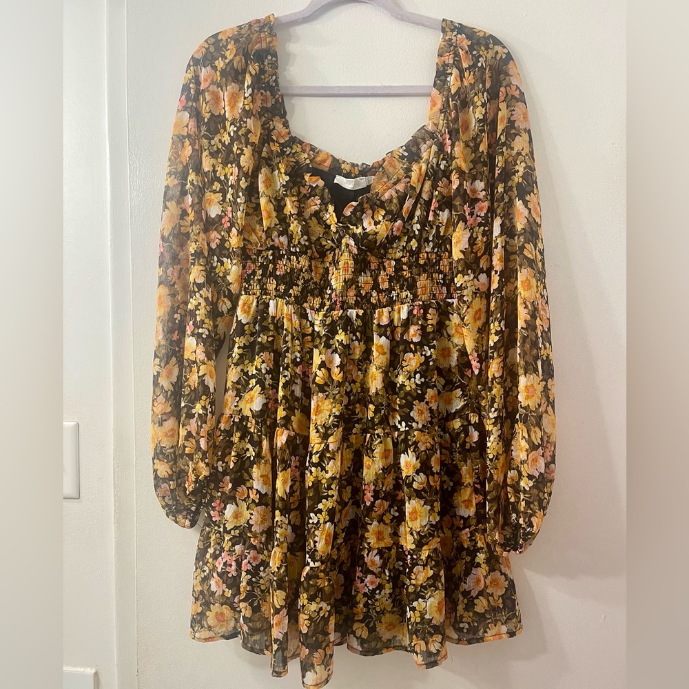 Lush fall floral dress